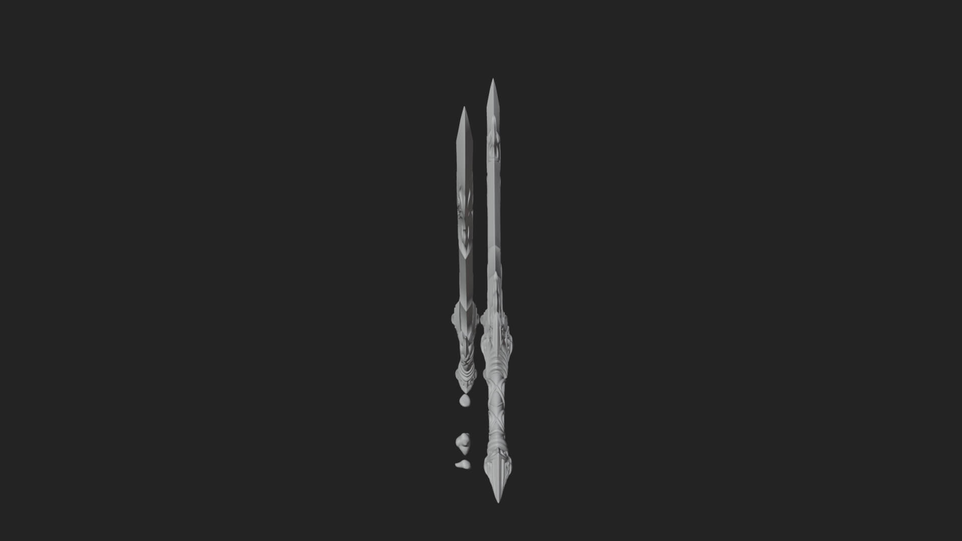 Flame Blade Sword Pair Model Design 3 3D Print Model 3D Model