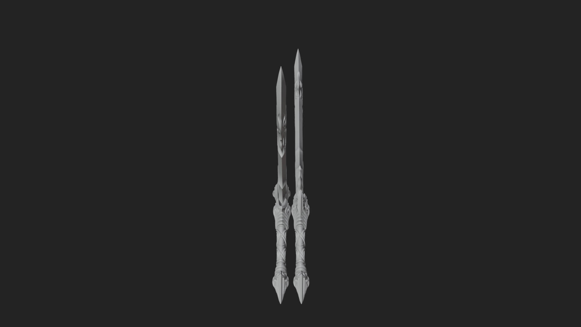 Flame Blade Sword Pair Model Design 3 3D Print Model 3D Model