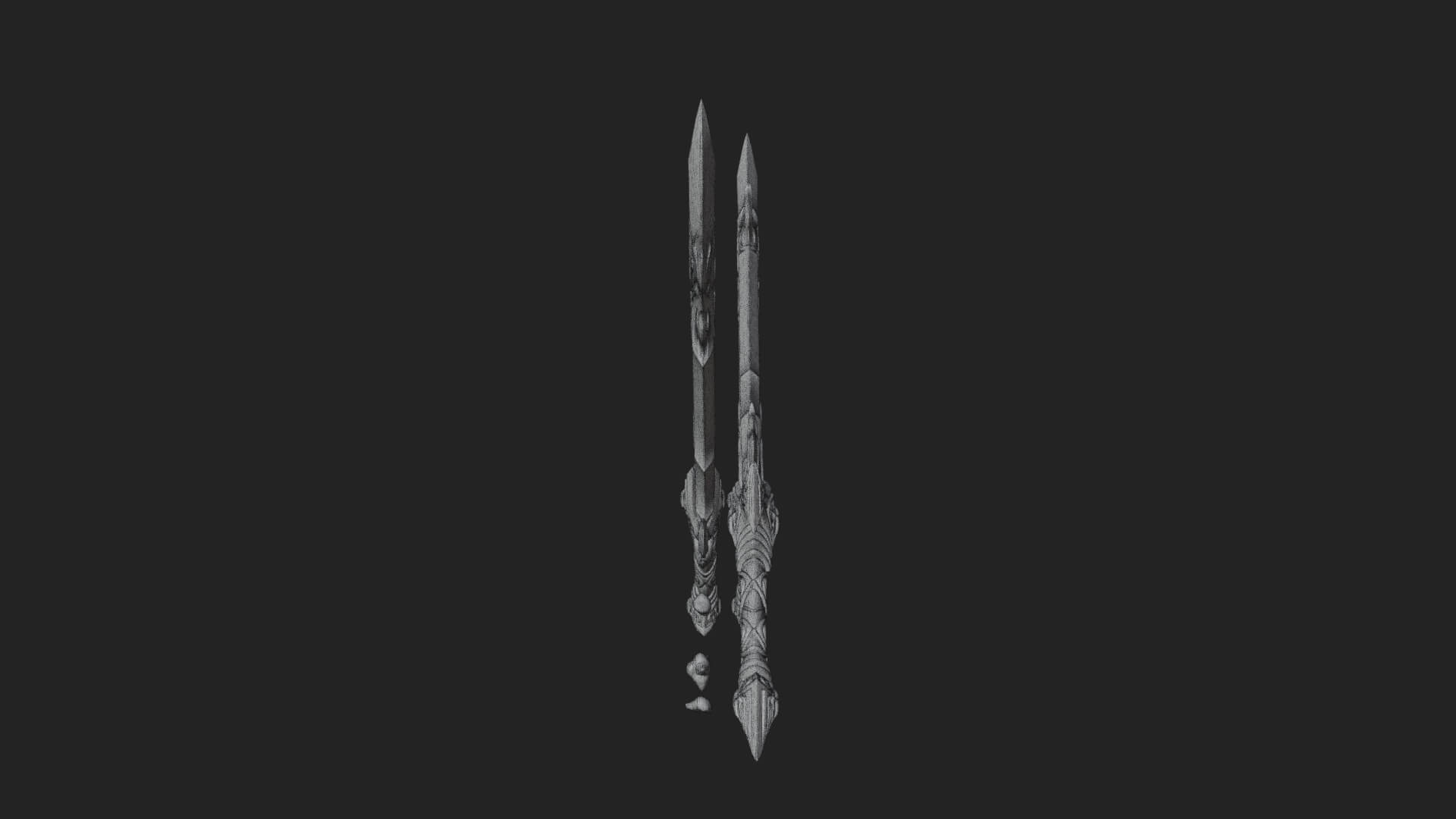 Flame Blade Sword Pair Model Design 3 3D Print Model 3D Model