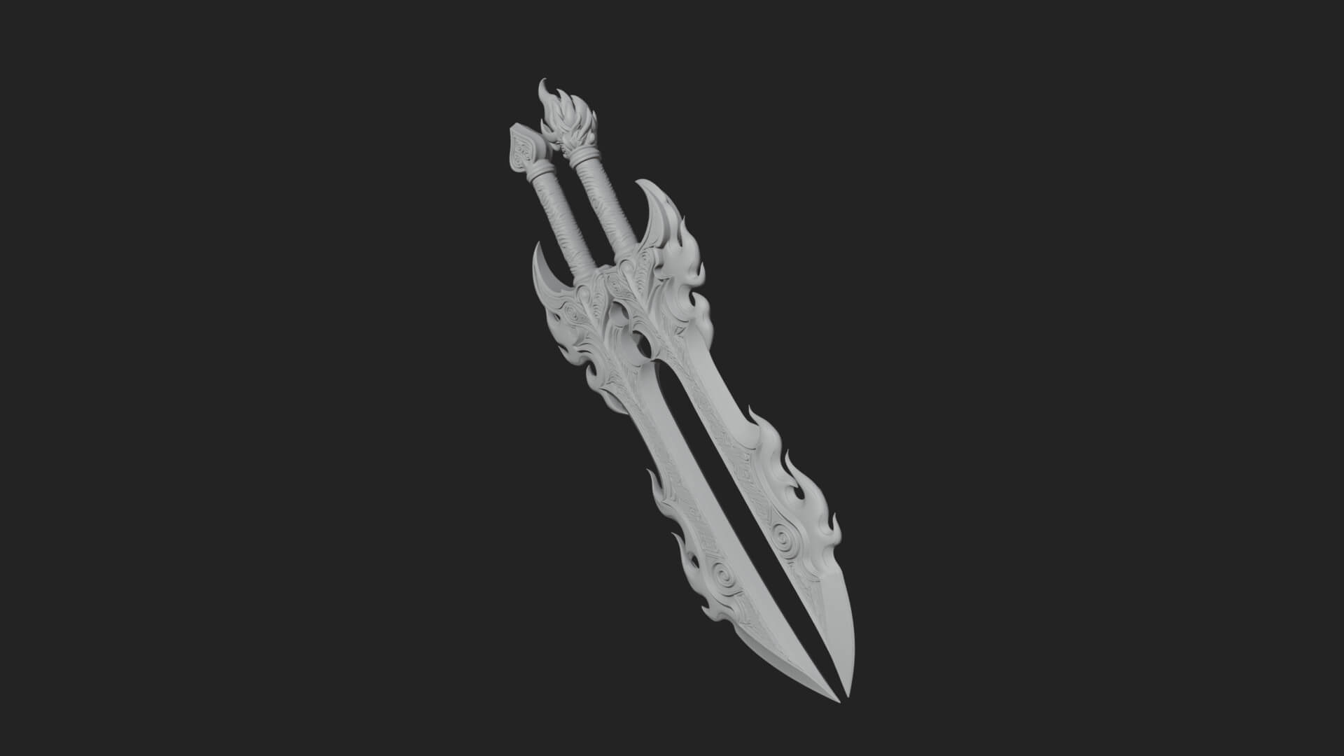 Flame Blade Sword Pair Model Design 4 3D Print Model 3D Model
