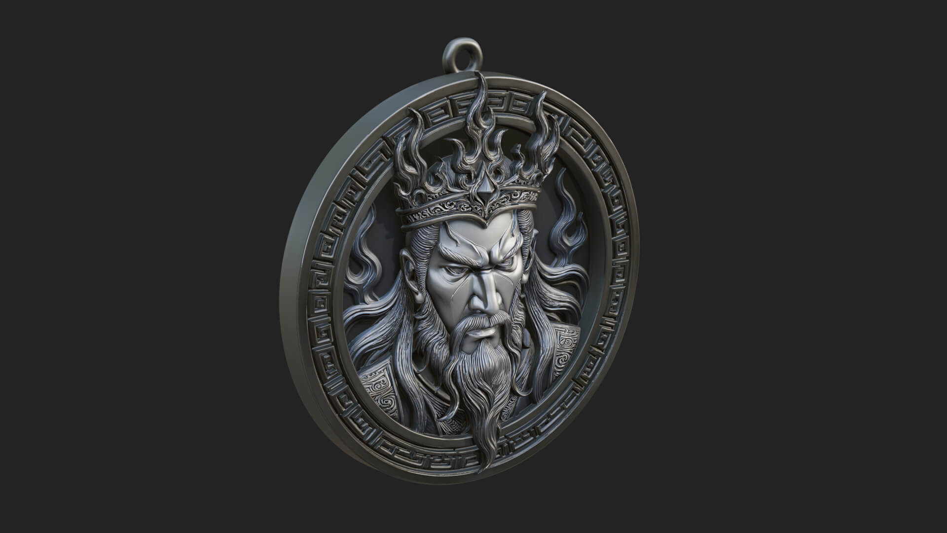 Flame Crown King Oval Plaque Design 1 3D Print Model 3D Model