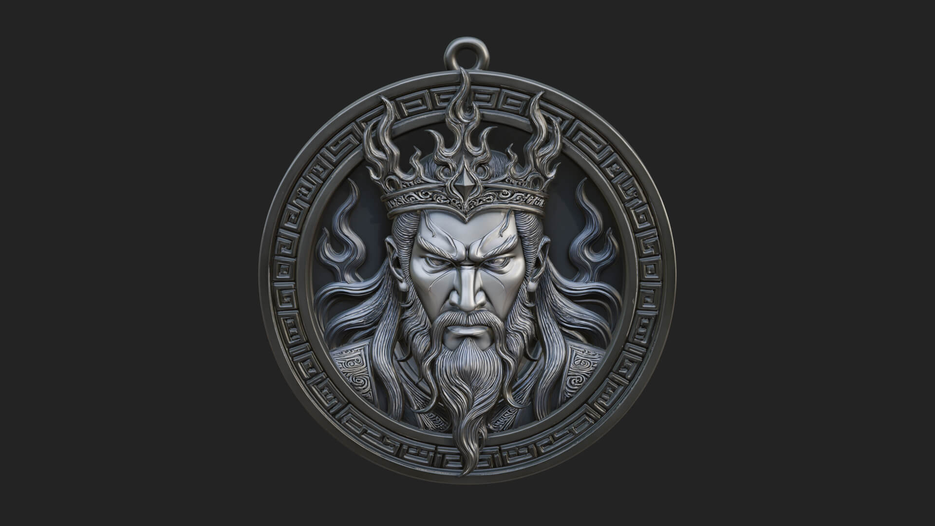 Flame Crown King Oval Plaque Design 1 3D Print Model 3D Model