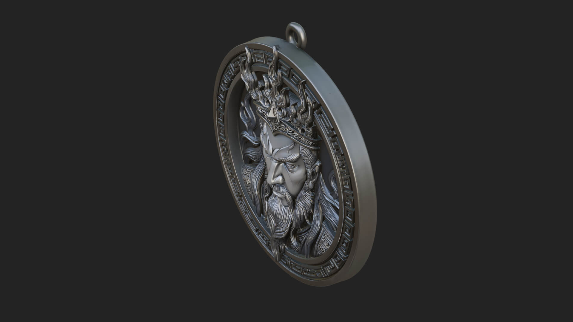 Flame Crown King Oval Plaque Design 1 3D Print Model 3D Model