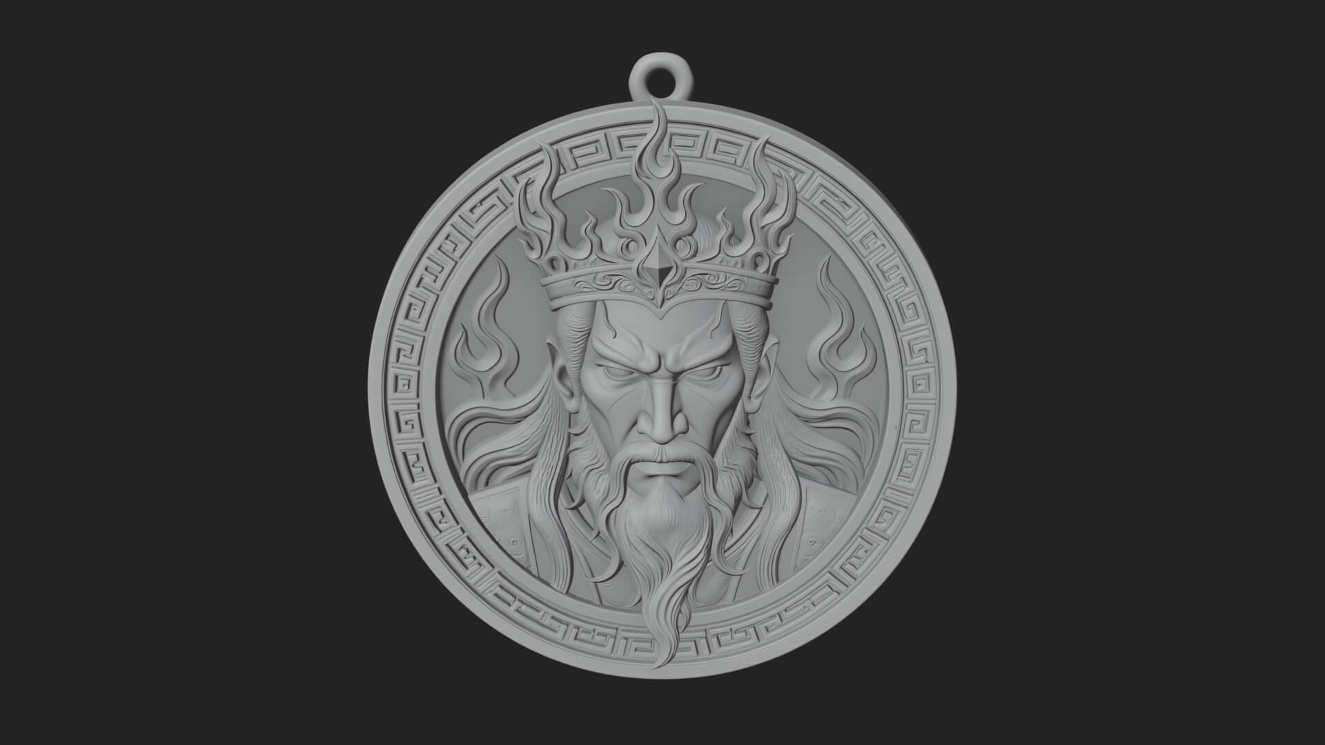 Flame Crown King Oval Plaque Design 1 3D Print Model 3D Model