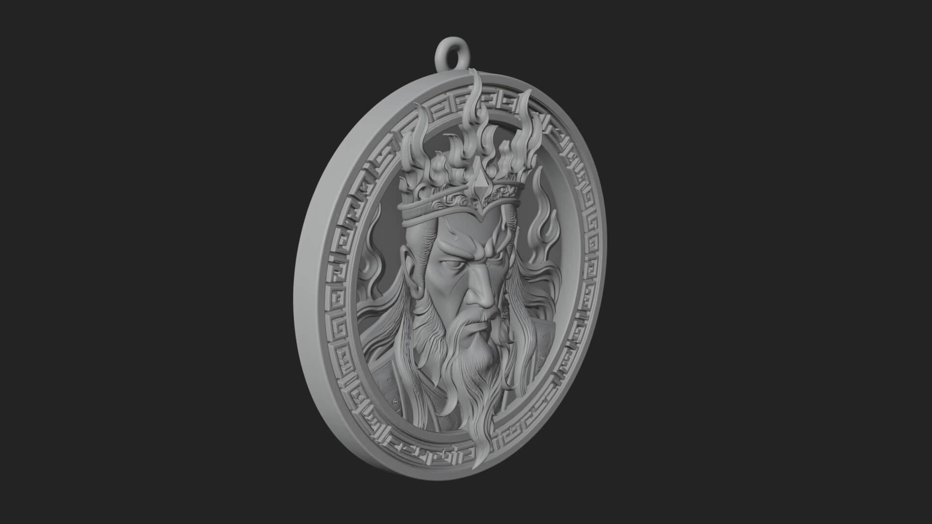 Flame Crown King Oval Plaque Design 1 3D Print Model 3D Model