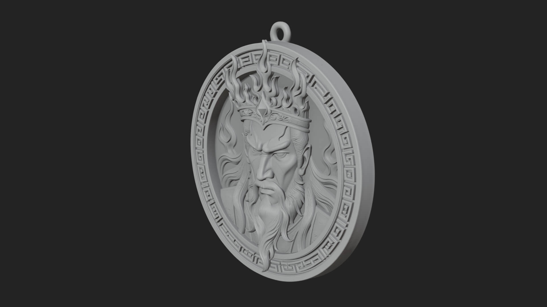 Flame Crown King Oval Plaque Design 1 3D Print Model 3D Model