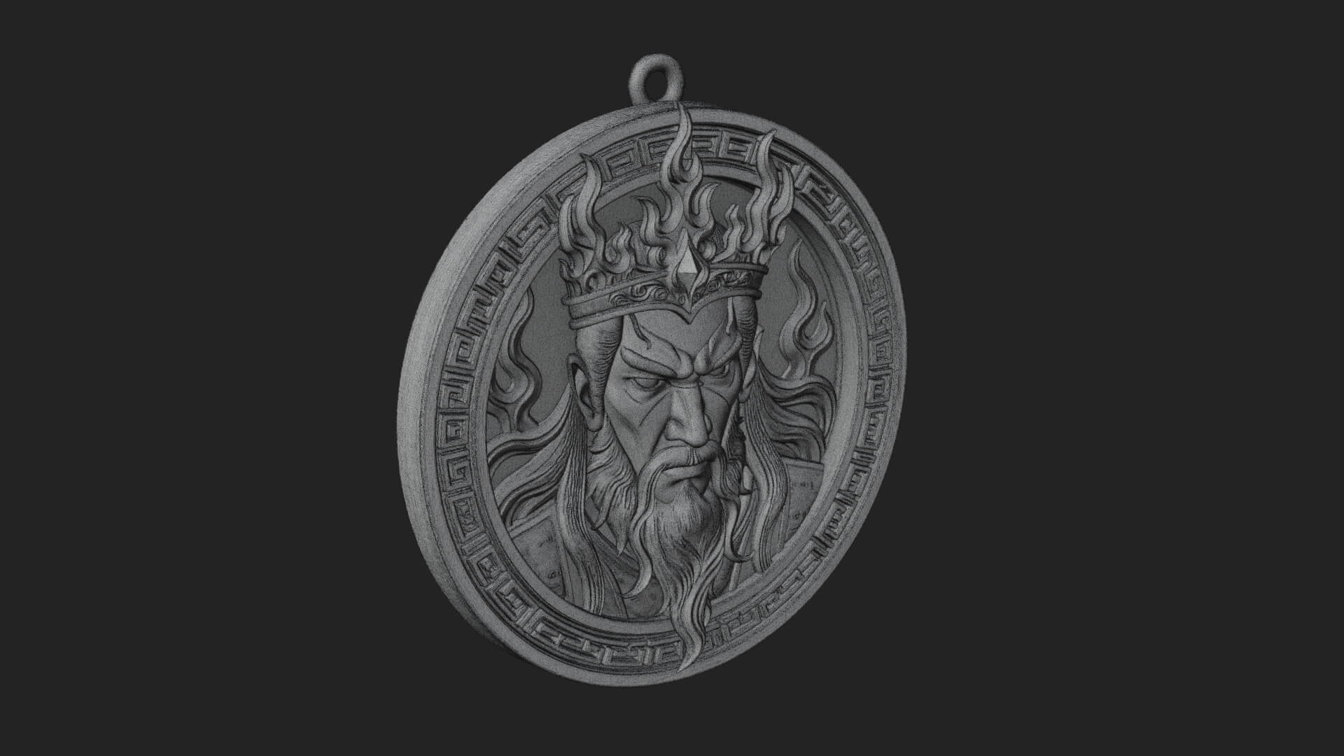 Flame Crown King Oval Plaque Design 1 3D Print Model 3D Model