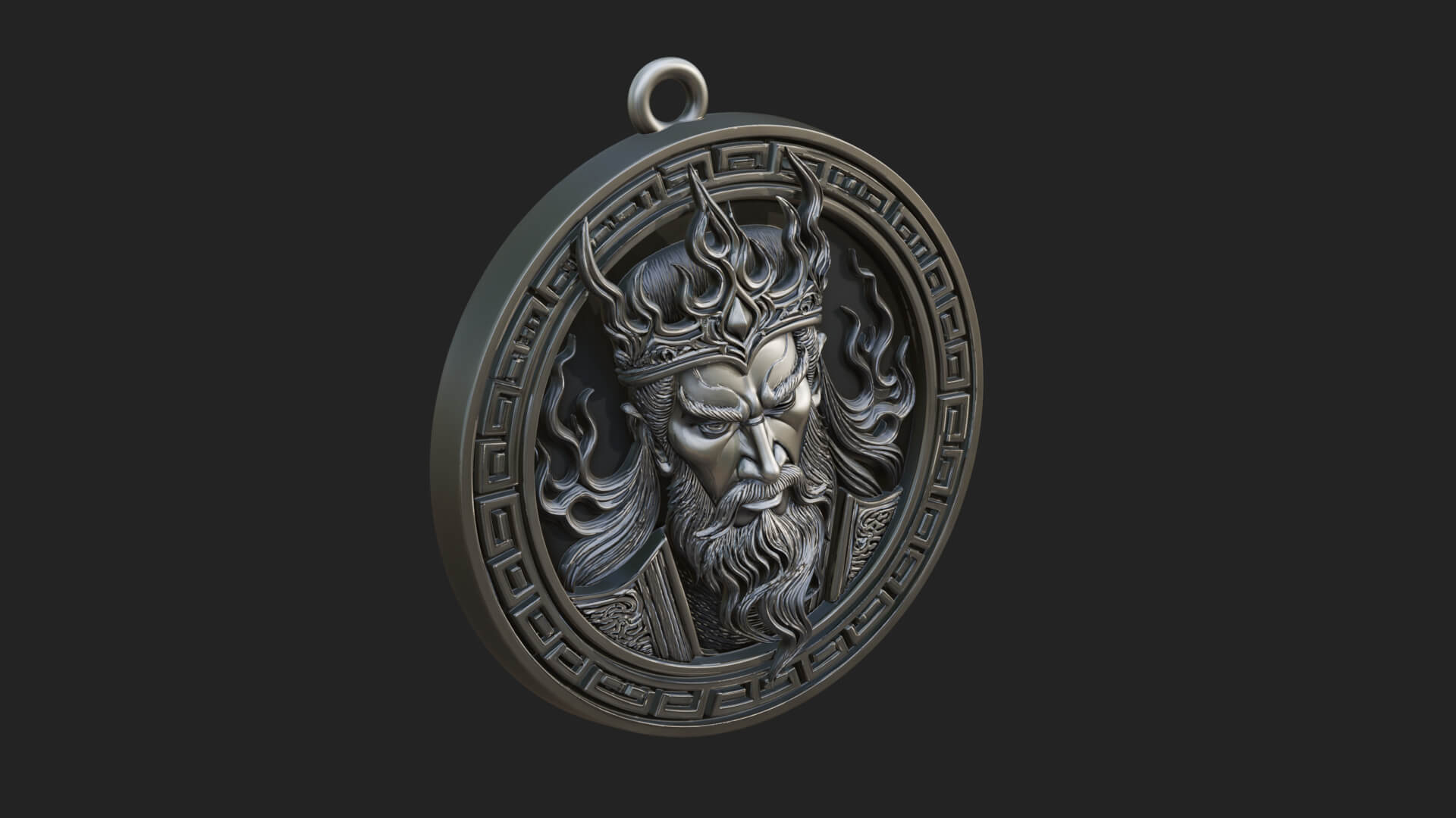 Flame Crown King Oval Plaque Design 2 3D Print Model 3D Model