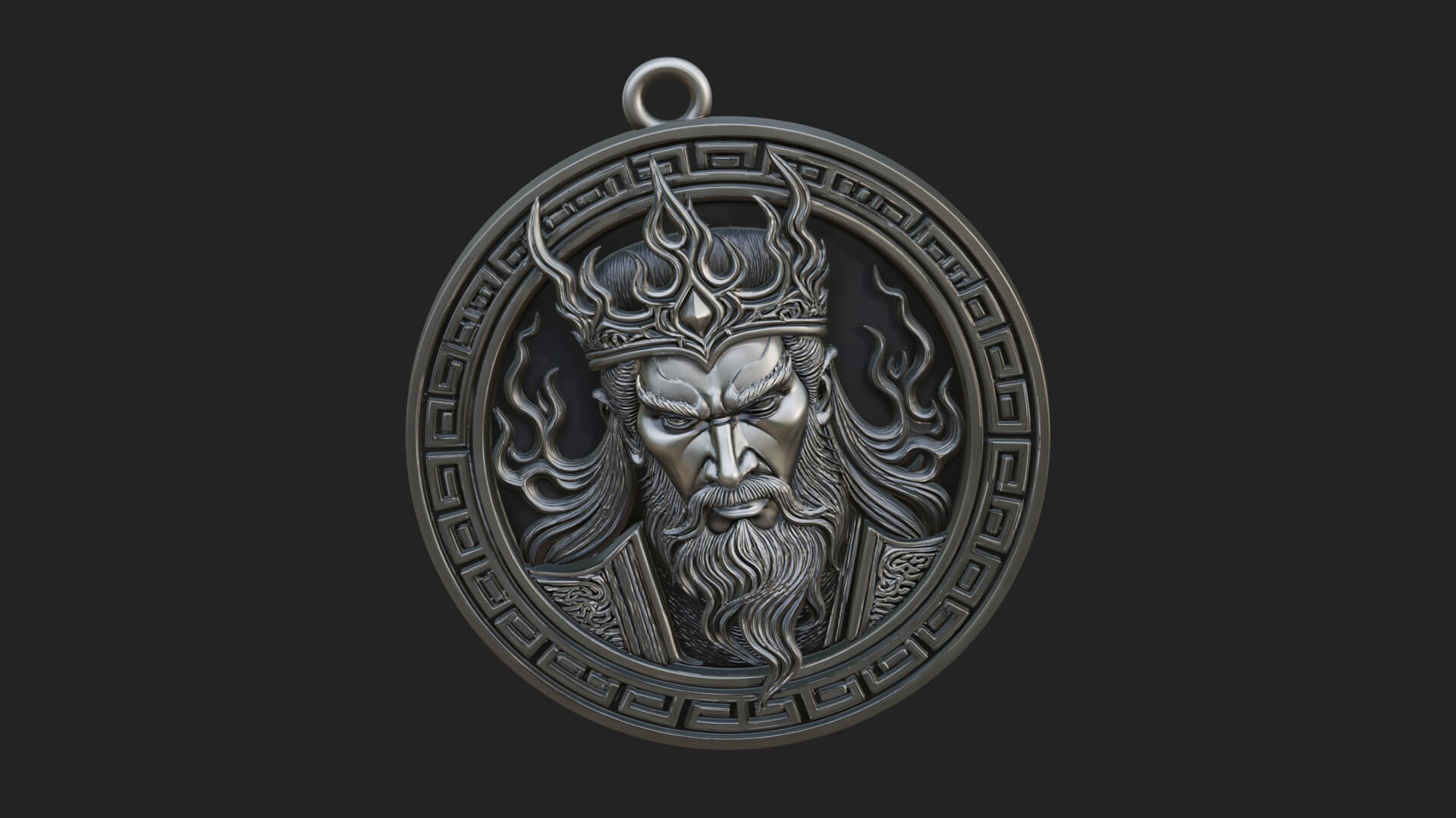 Flame Crown King Oval Plaque Design 2 3D Print Model 3D Model