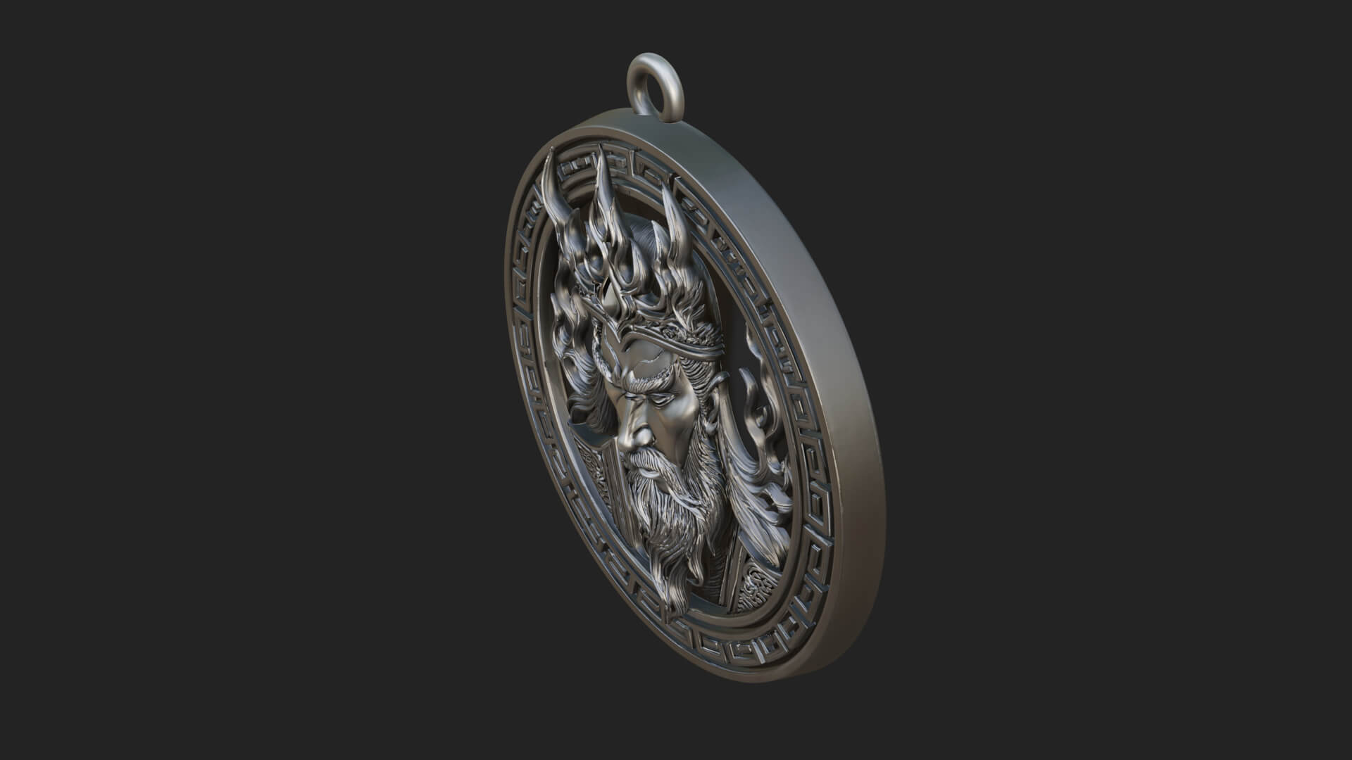 Flame Crown King Oval Plaque Design 2 3D Print Model 3D Model