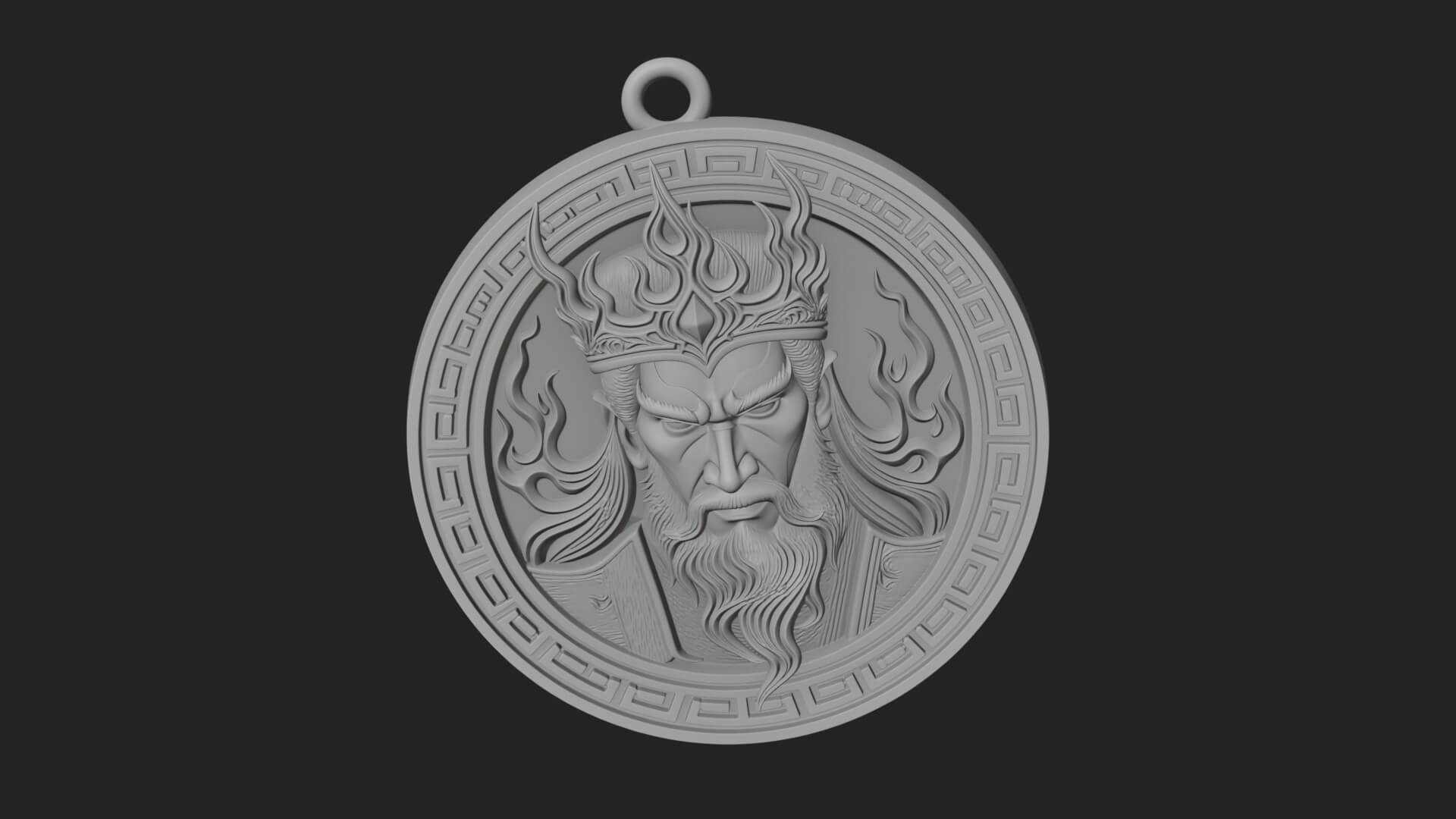 Flame Crown King Oval Plaque Design 2 3D Print Model 3D Model