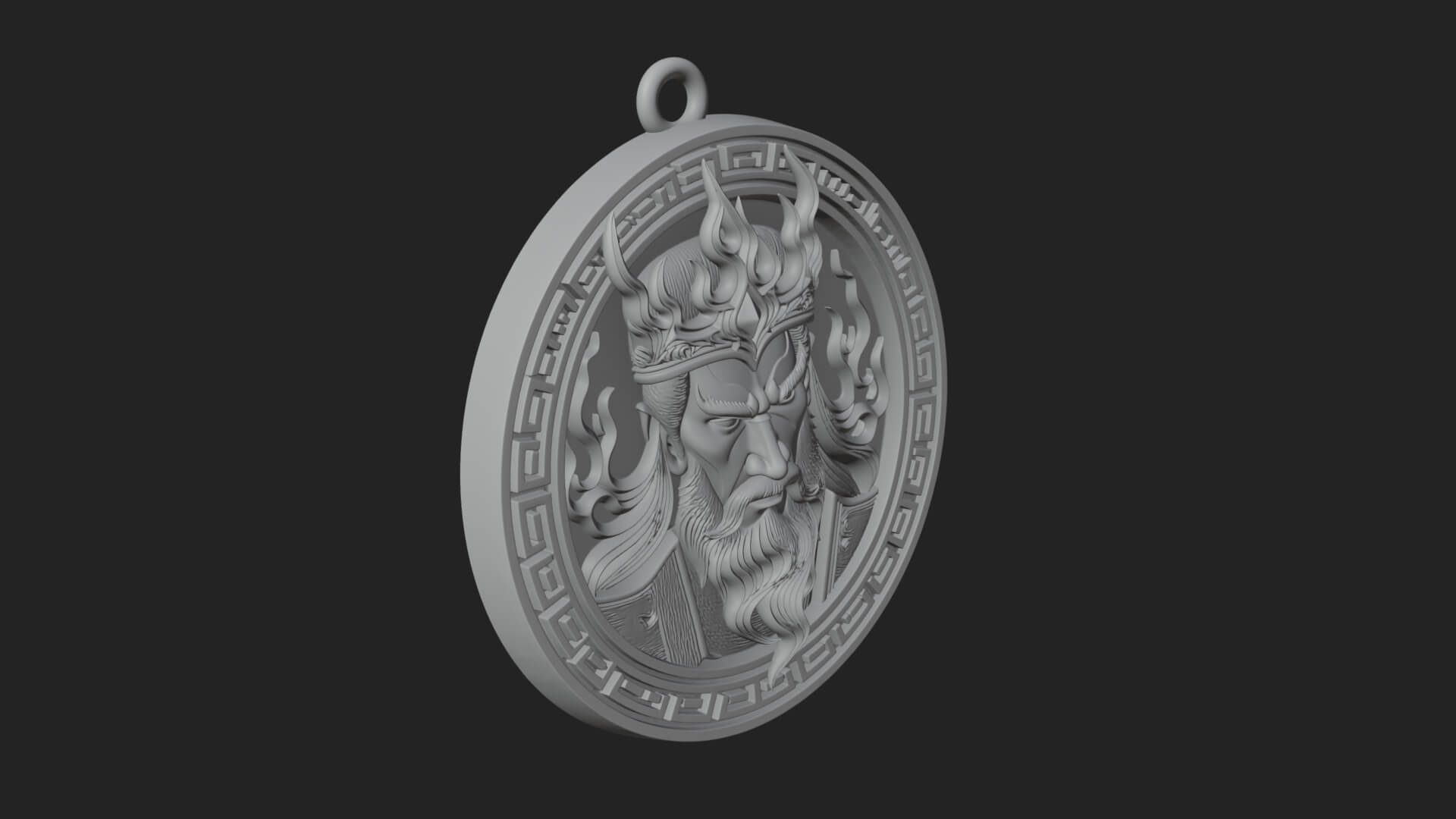 Flame Crown King Oval Plaque Design 2 3D Print Model 3D Model
