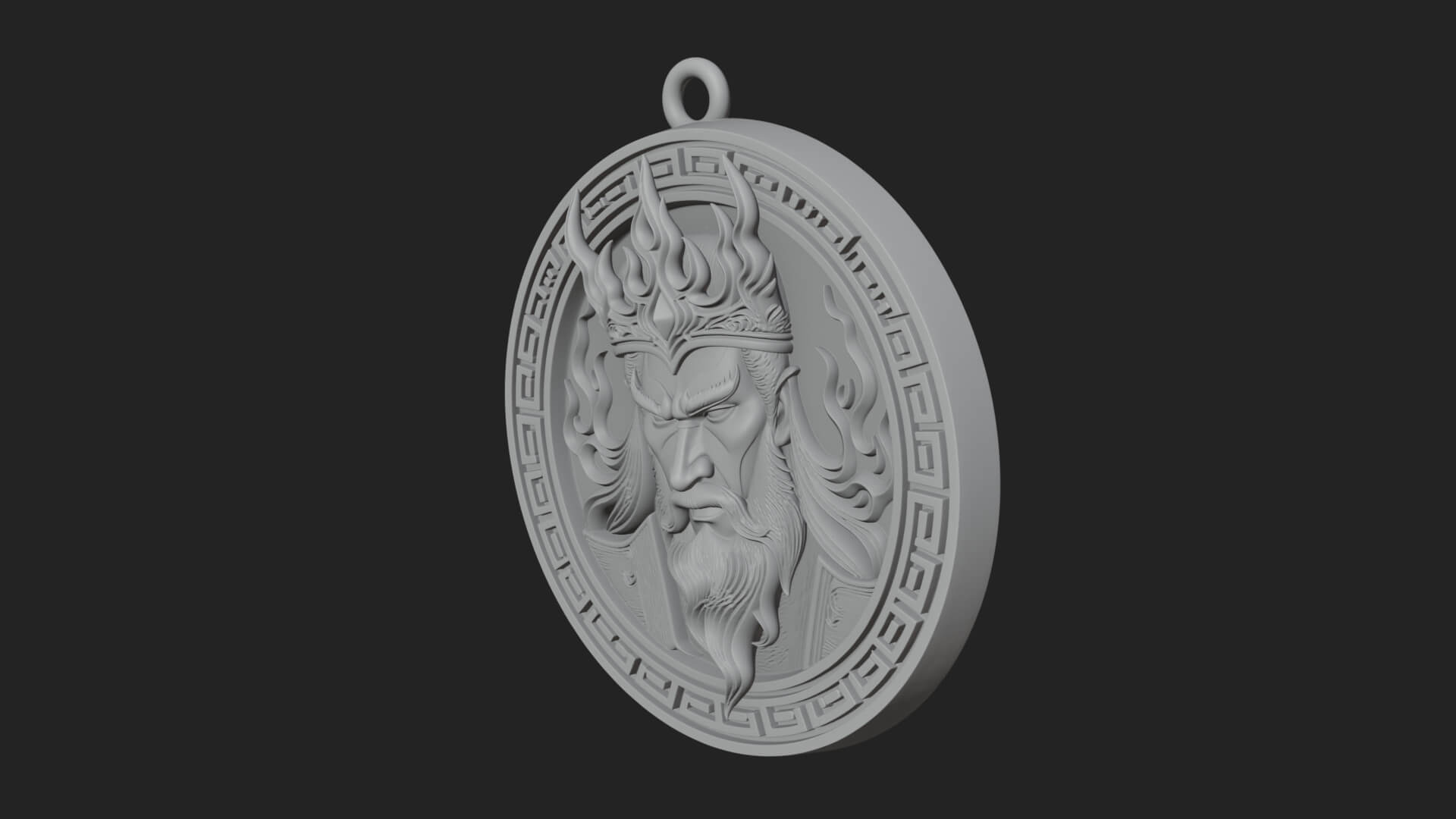 Flame Crown King Oval Plaque Design 2 3D Print Model 3D Model