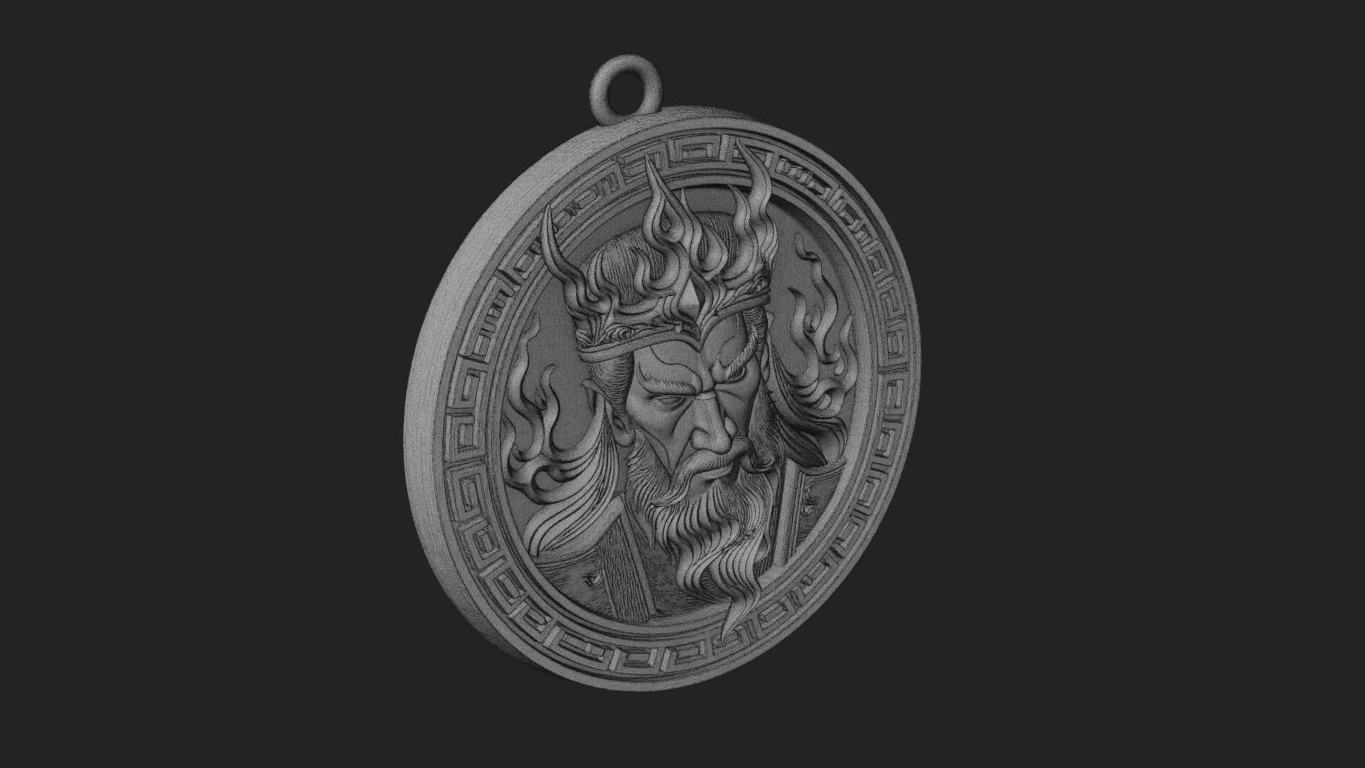 Flame Crown King Oval Plaque Design 2 3D Print Model 3D Model