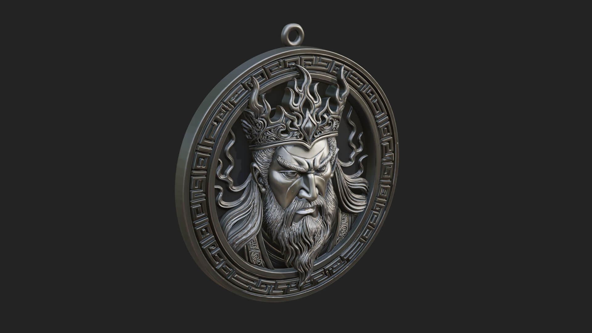 Flame Crown King Oval Plaque Design 3 3D Print Model 3D Model