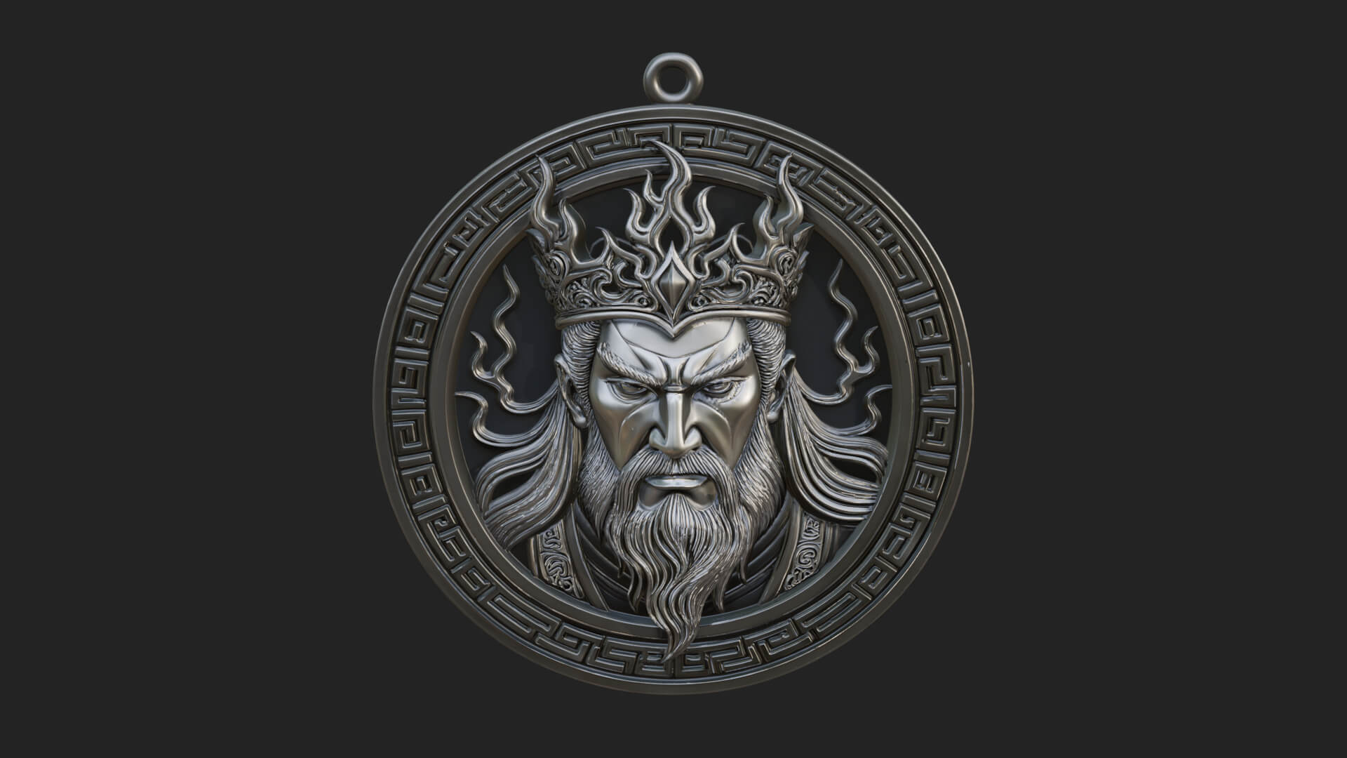 Flame Crown King Oval Plaque Design 3 3D Print Model 3D Model