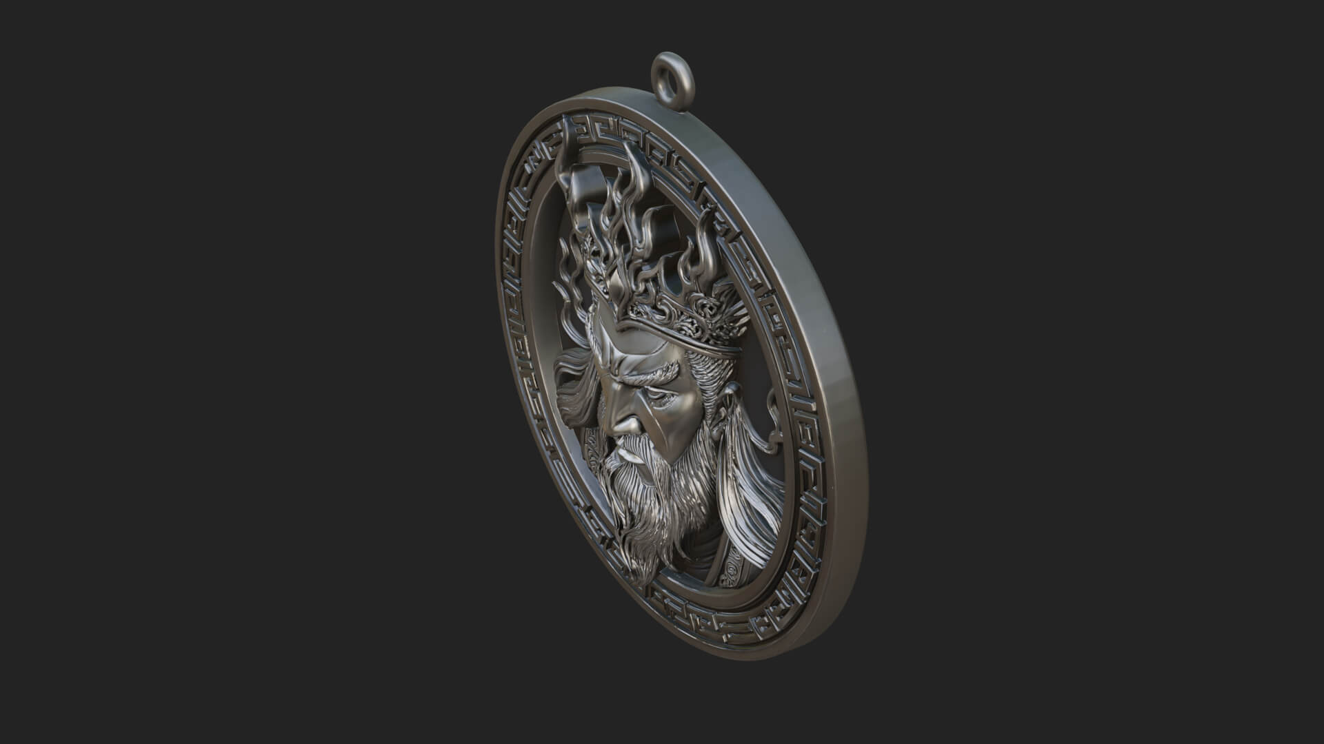 Flame Crown King Oval Plaque Design 3 3D Print Model 3D Model