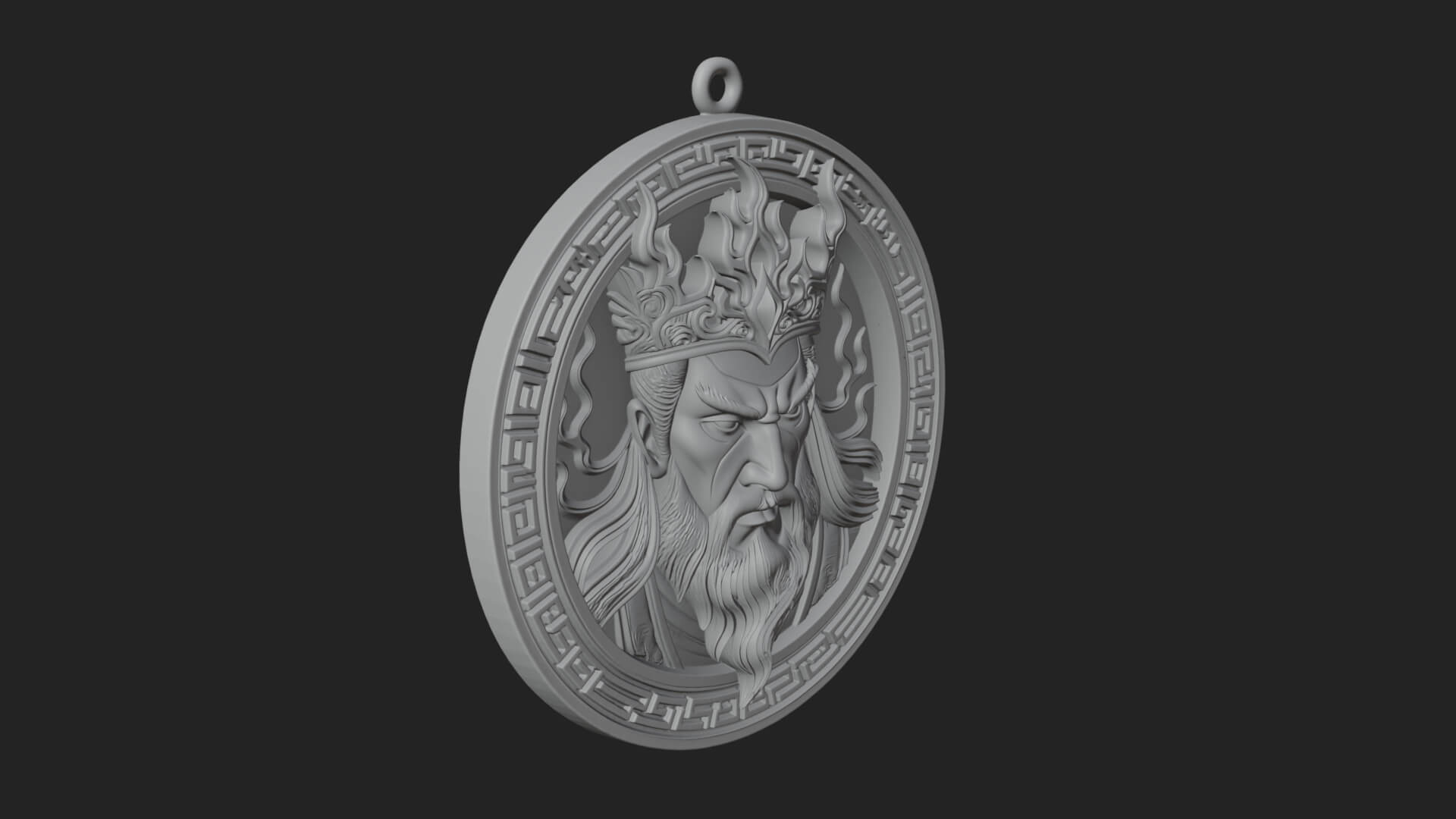 Flame Crown King Oval Plaque Design 3 3D Print Model 3D Model