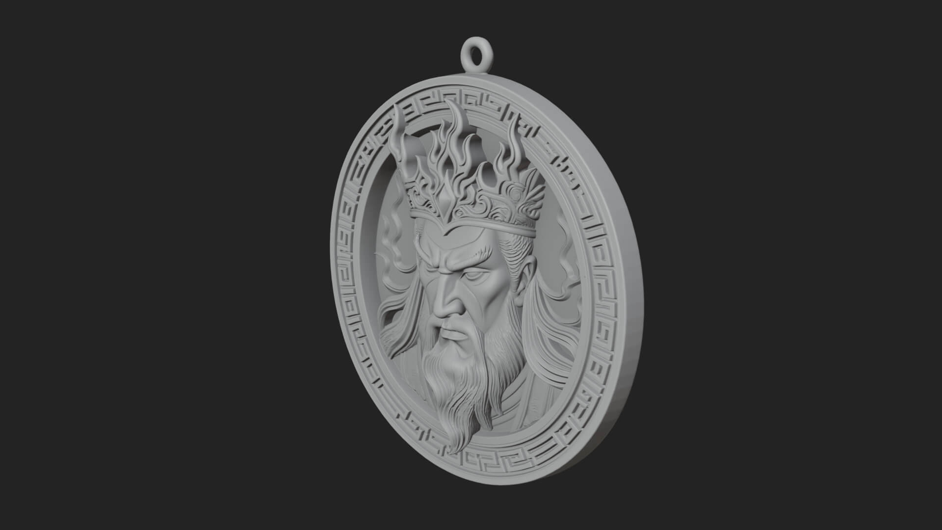 Flame Crown King Oval Plaque Design 3 3D Print Model 3D Model