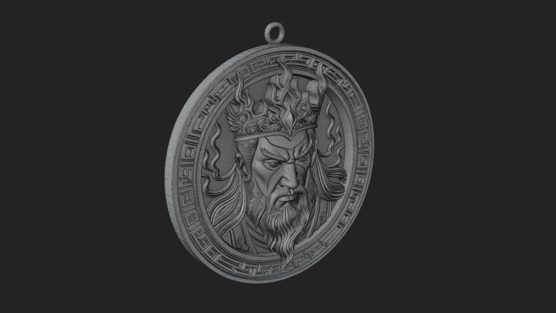 Flame Crown King Oval Plaque Design 3 3D Print Model 3D Model