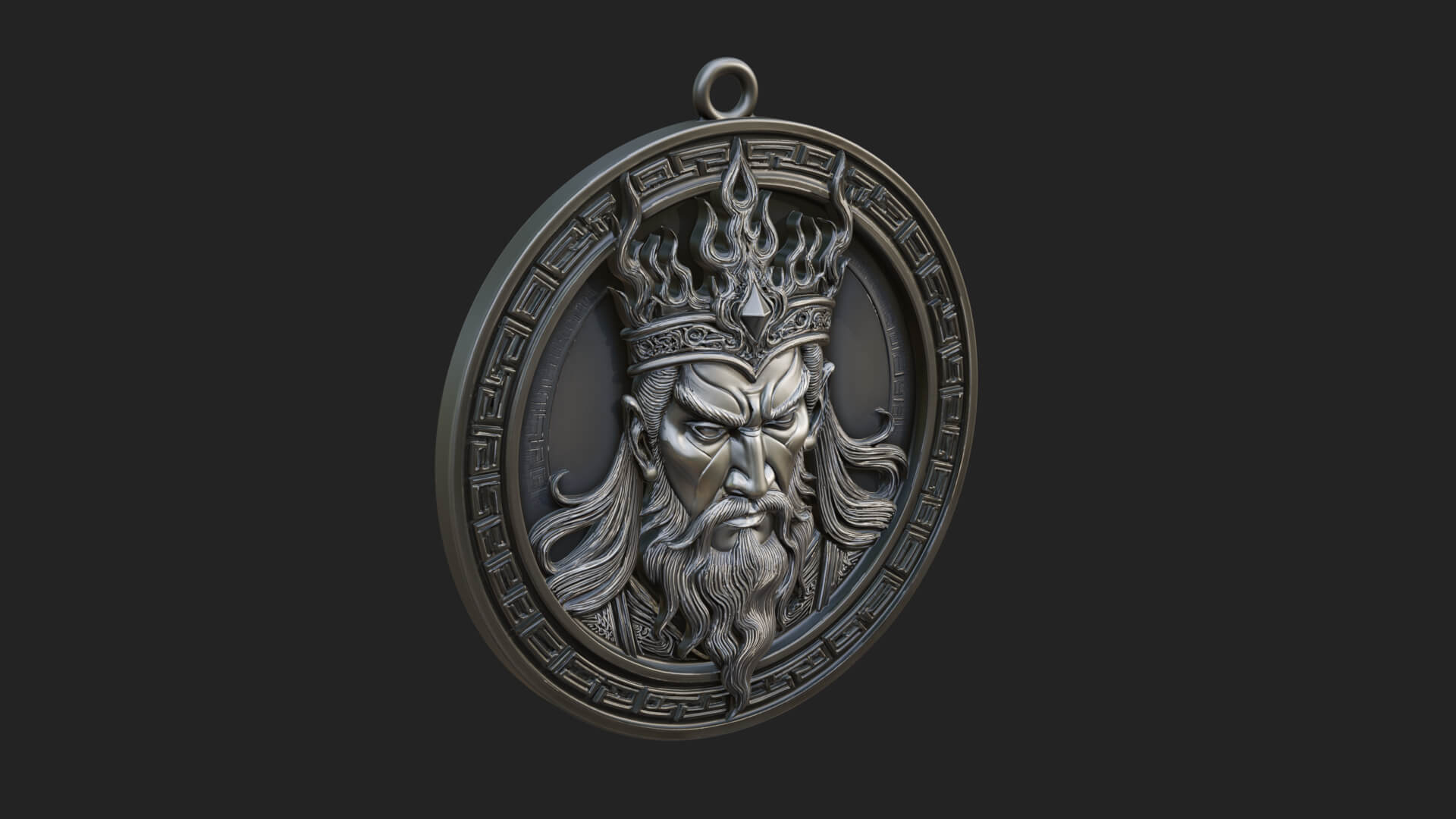 Flame Crown King Oval Plaque Design 4 3D Print Model 3D Model