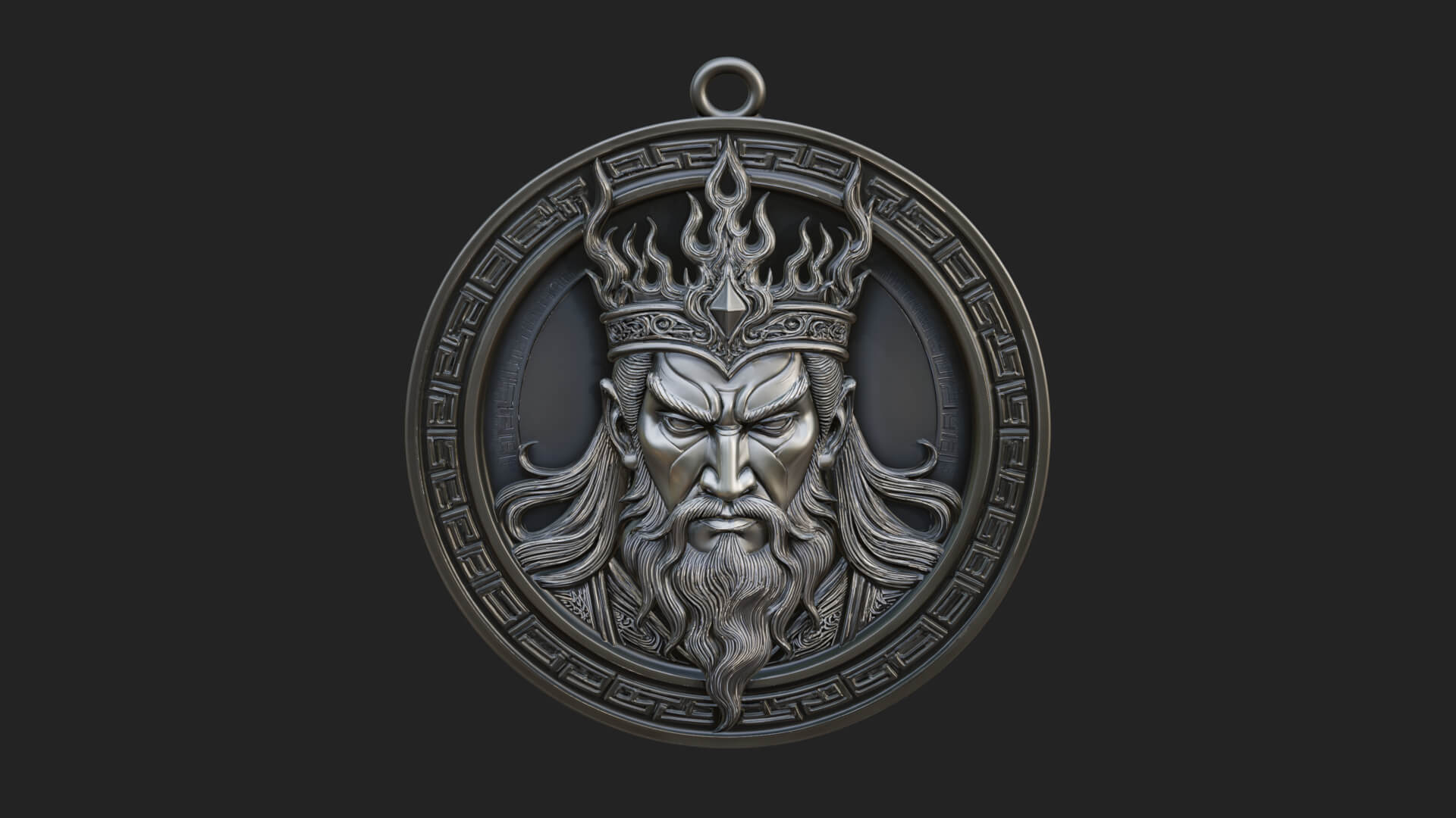 Flame Crown King Oval Plaque Design 4 3D Print Model 3D Model
