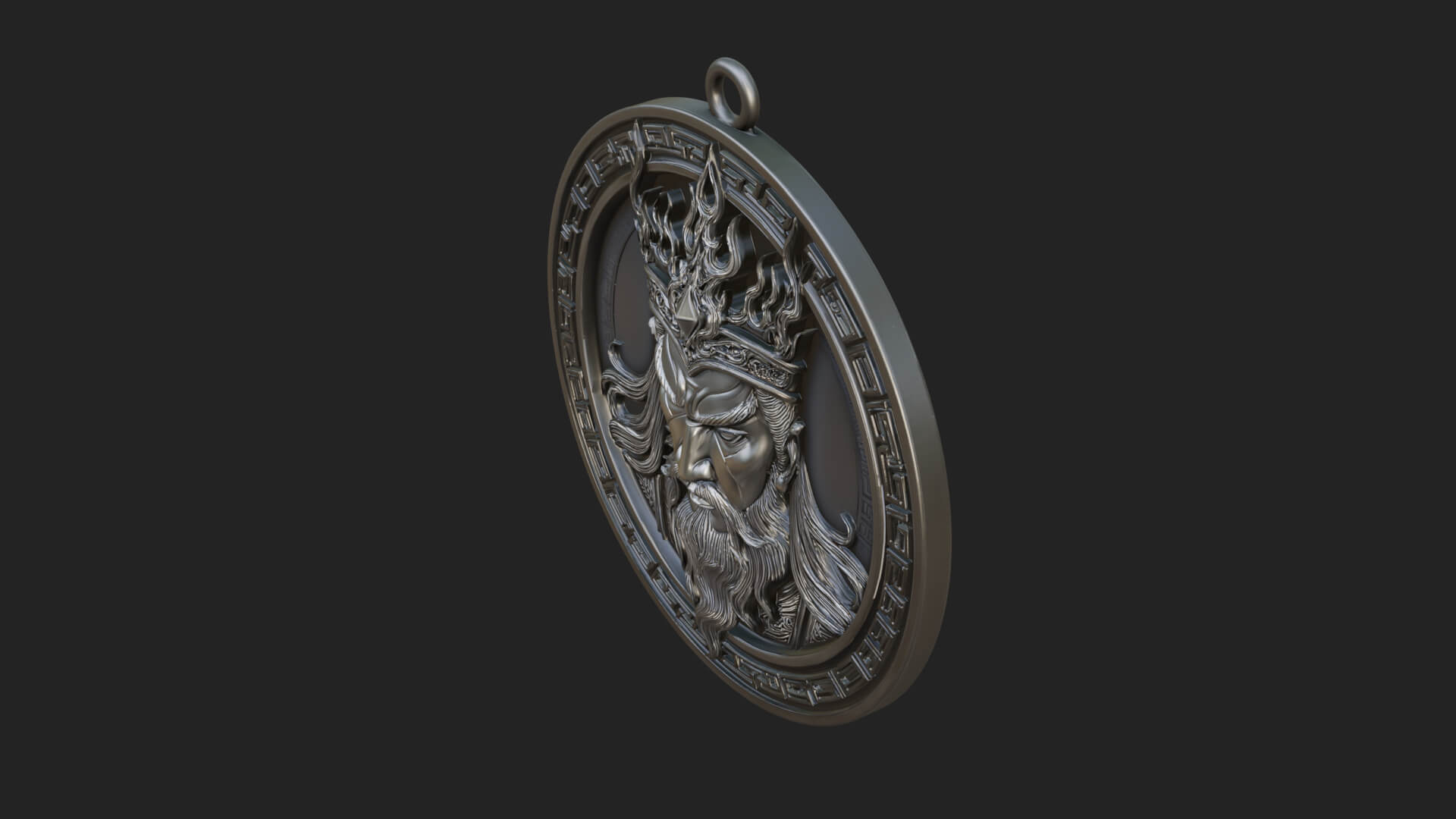 Flame Crown King Oval Plaque Design 4 3D Print Model 3D Model