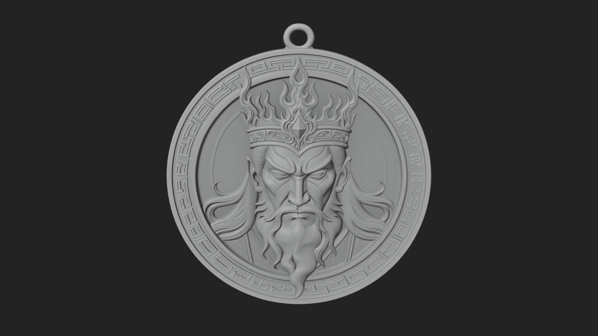 Flame Crown King Oval Plaque Design 4 3D Print Model 3D Model