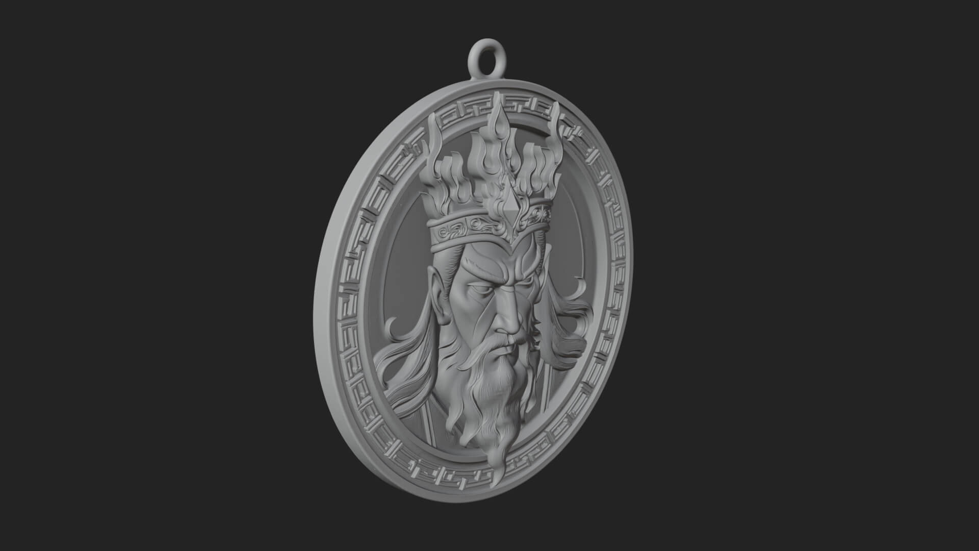 Flame Crown King Oval Plaque Design 4 3D Print Model 3D Model