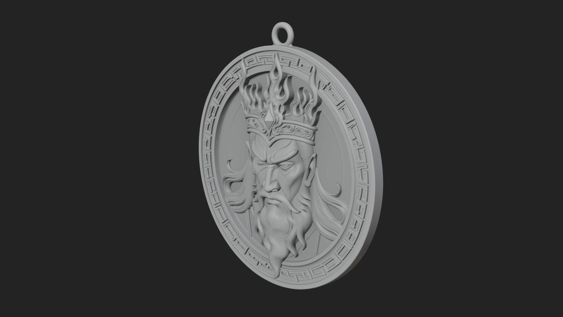Flame Crown King Oval Plaque Design 4 3D Print Model 3D Model
