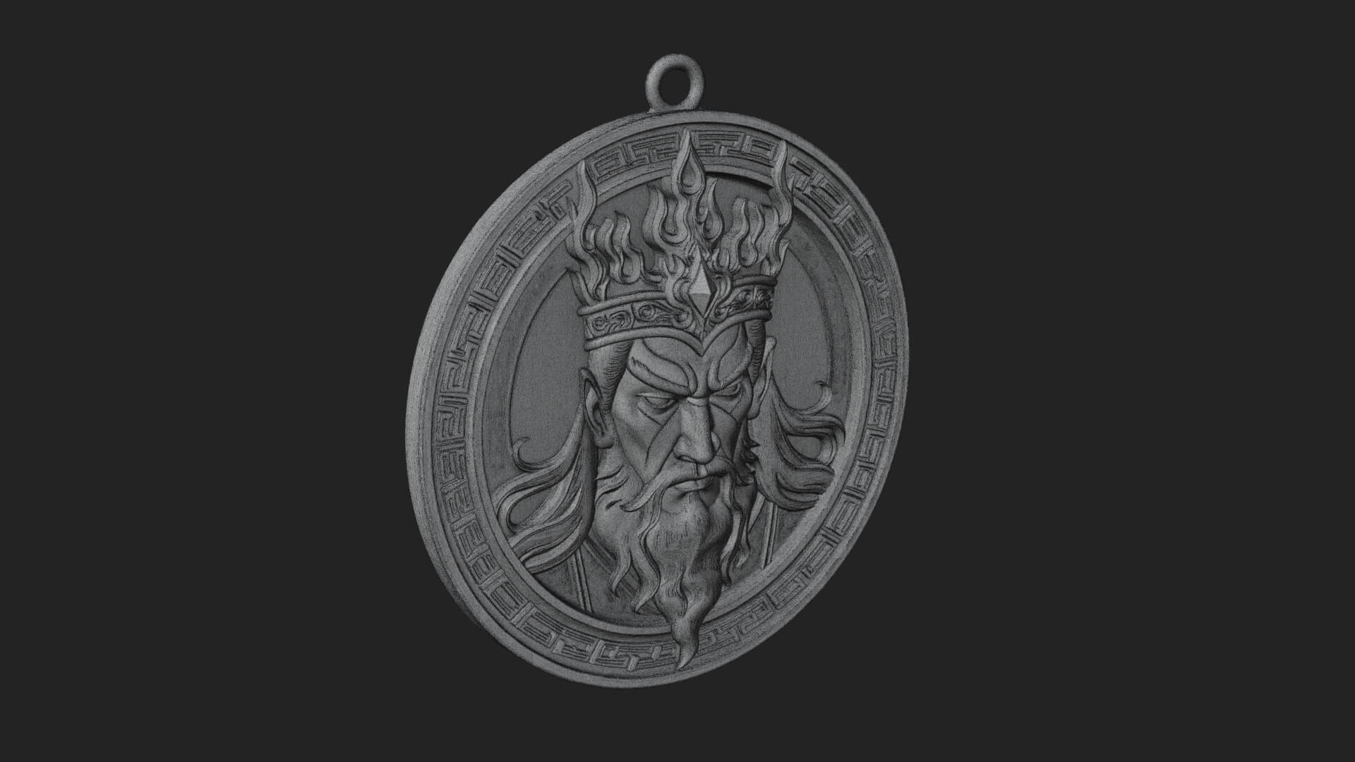 Flame Crown King Oval Plaque Design 4 3D Print Model 3D Model