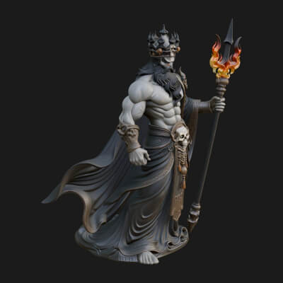 Flame Crowned Death God Statue Design 3 3D Print Model