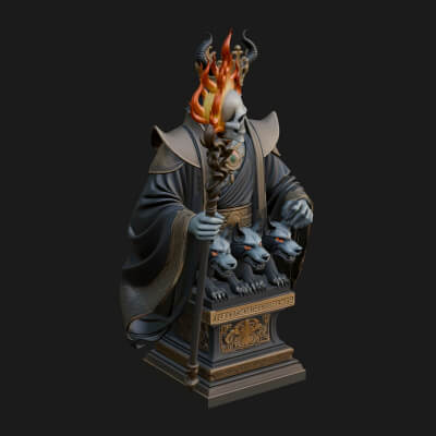 Flame Crowned Death God Statue Design 6 3D Print Model