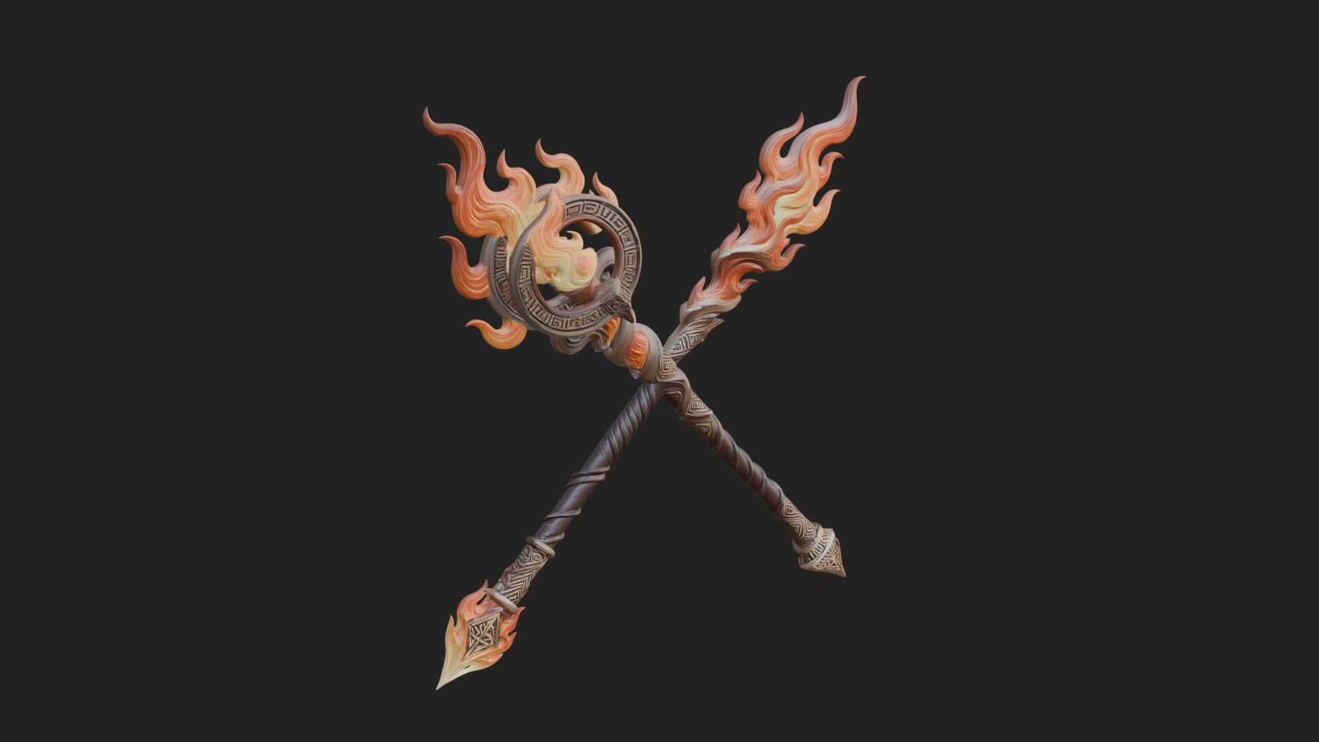 Flame Crowned Staff Model Design 1 3D Print Model 3D Model