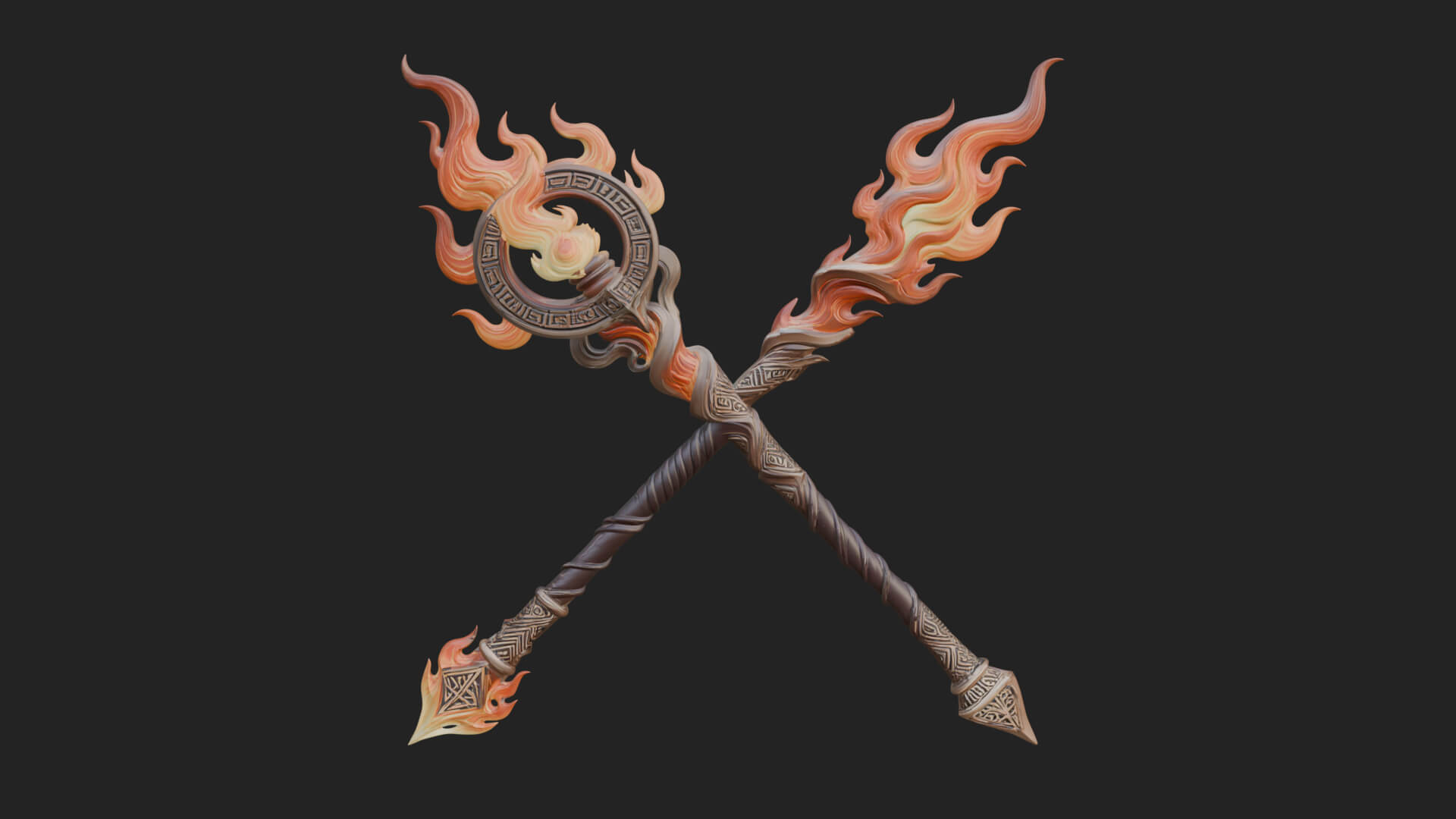 Flame Crowned Staff Model Design 1 3D Print Model 3D Model