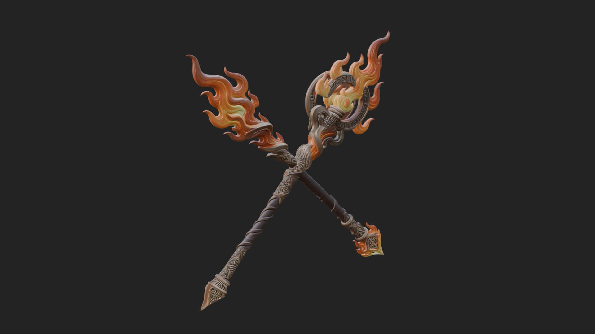 Flame Crowned Staff Model Design 1 3D Print Model 3D Model