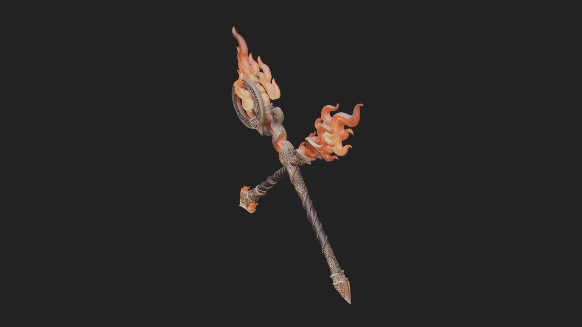 Flame Crowned Staff Model Design 1 3D Print Model 3D Model