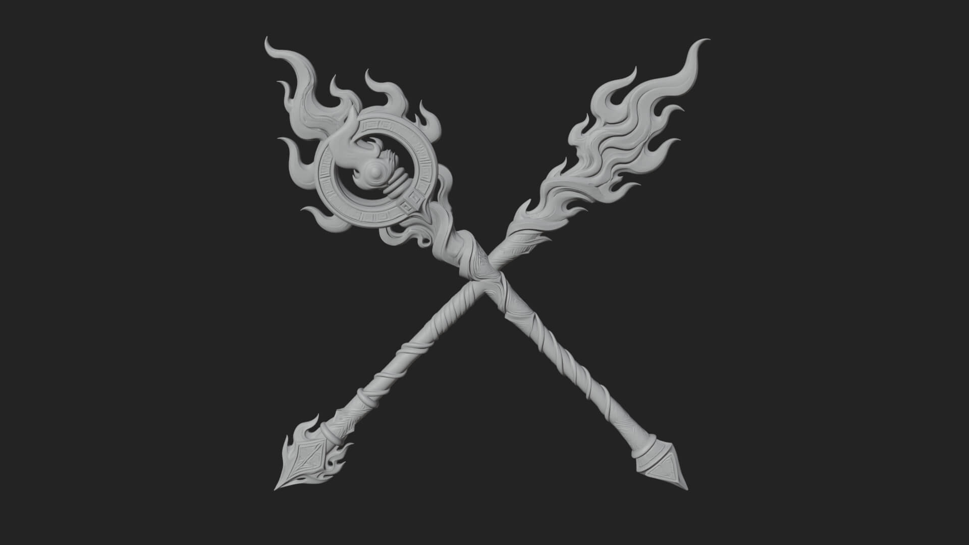 Flame Crowned Staff Model Design 1 3D Print Model 3D Model