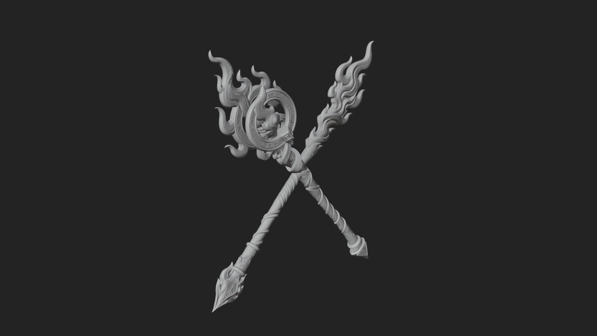 Flame Crowned Staff Model Design 1 3D Print Model 3D Model