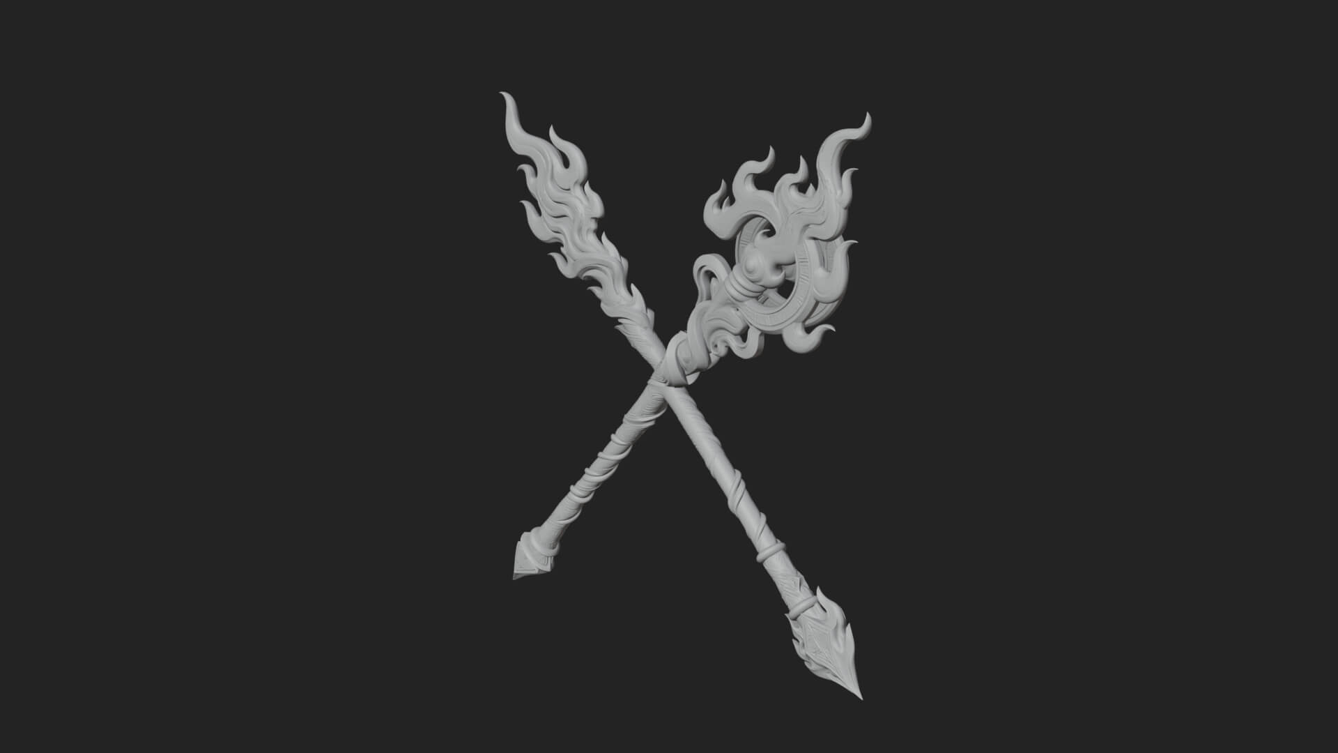 Flame Crowned Staff Model Design 1 3D Print Model 3D Model