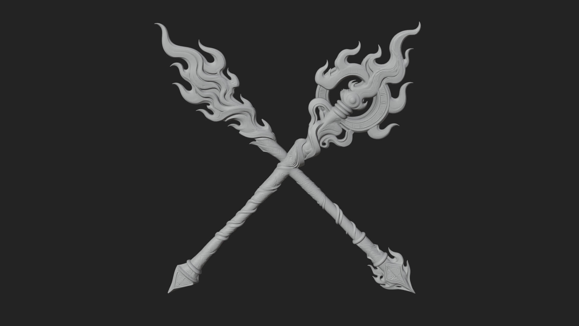 Flame Crowned Staff Model Design 1 3D Print Model 3D Model