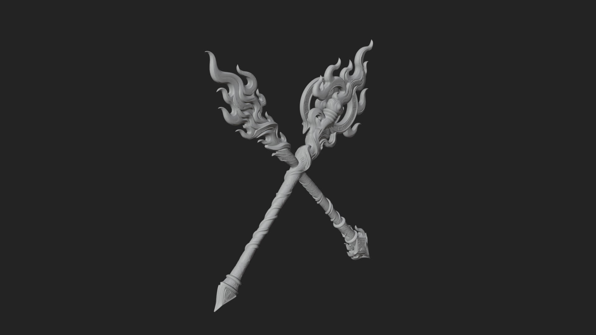 Flame Crowned Staff Model Design 1 3D Print Model 3D Model