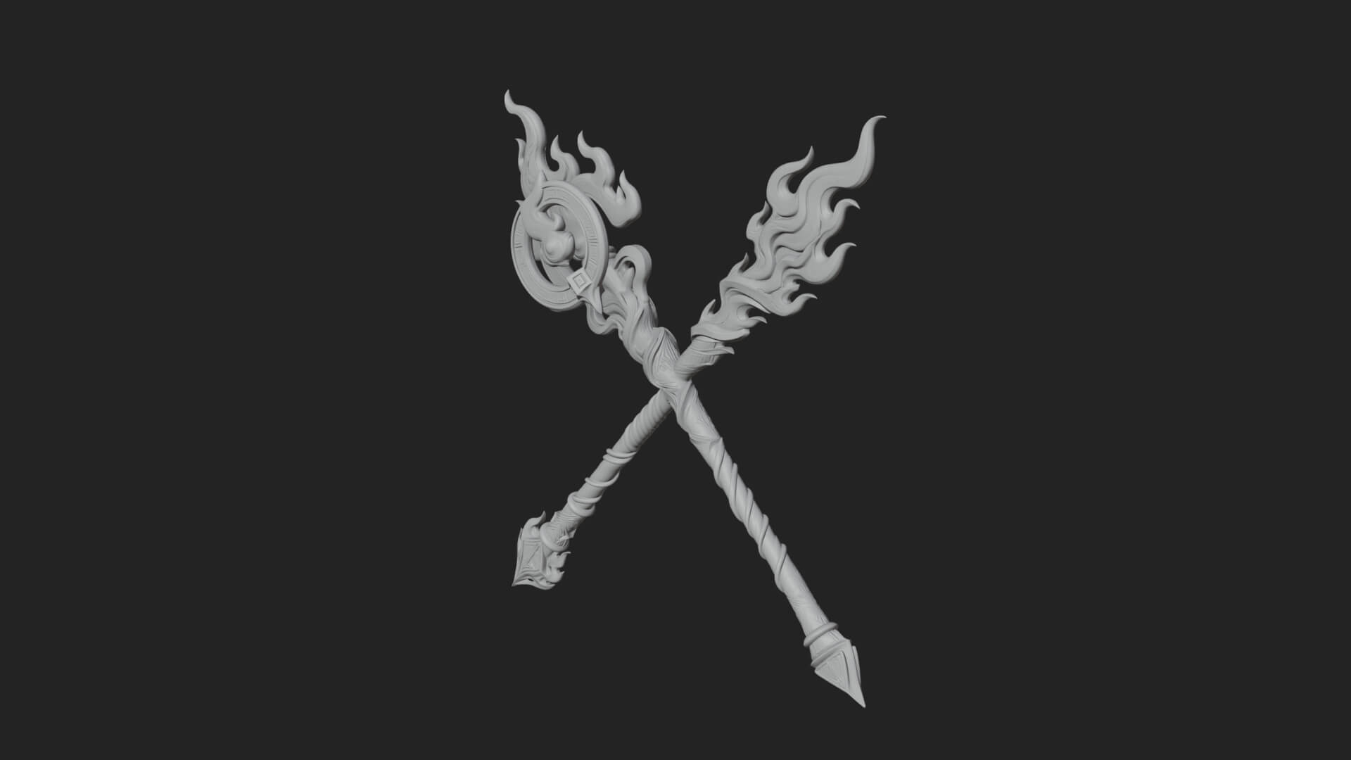 Flame Crowned Staff Model Design 1 3D Print Model 3D Model