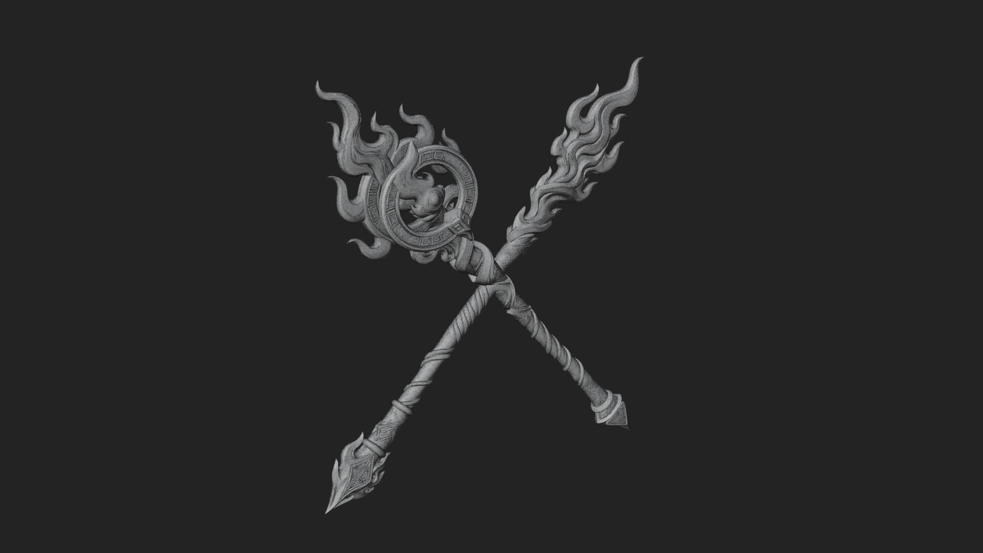 Flame Crowned Staff Model Design 1 3D Print Model 3D Model