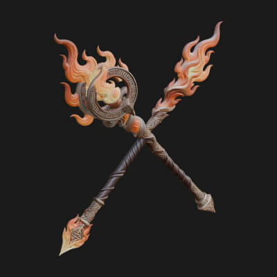 Flame Crowned Staff Model Design 1 3D Print Model