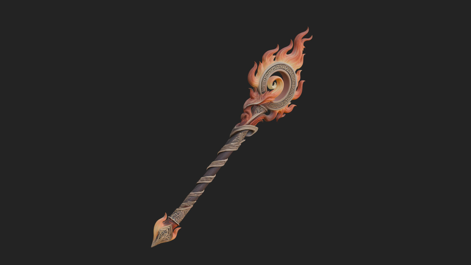 Flame Crowned Staff Model Design 2 3D Print Model 3D Model