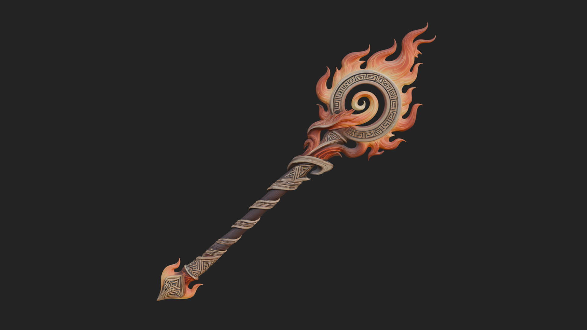 Flame Crowned Staff Model Design 2 3D Print Model 3D Model