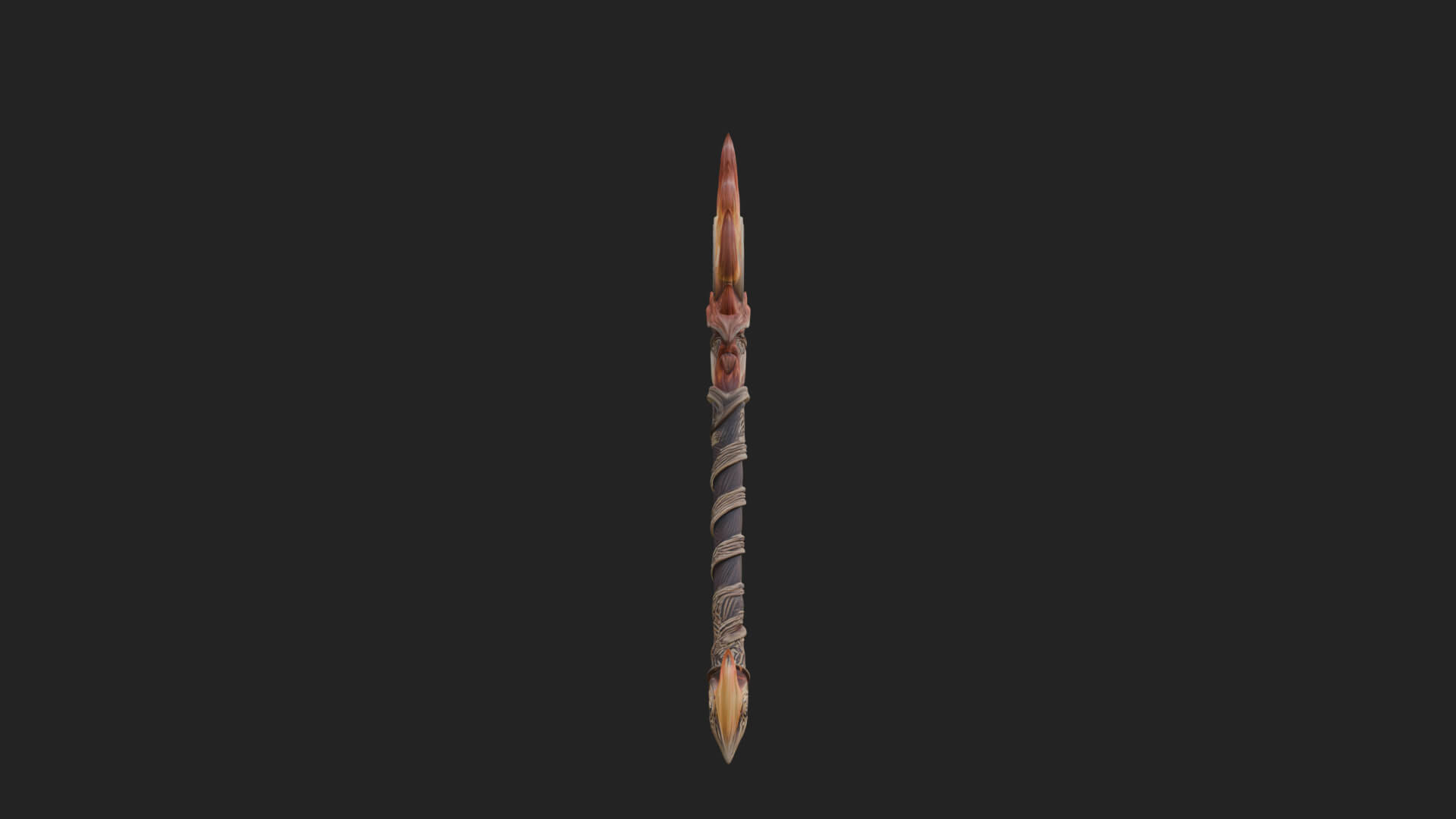 Flame Crowned Staff Model Design 2 3D Print Model 3D Model