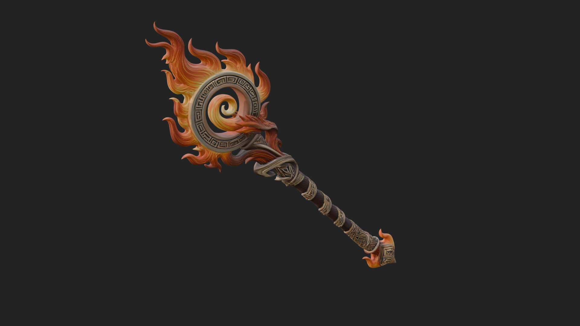 Flame Crowned Staff Model Design 2 3D Print Model 3D Model