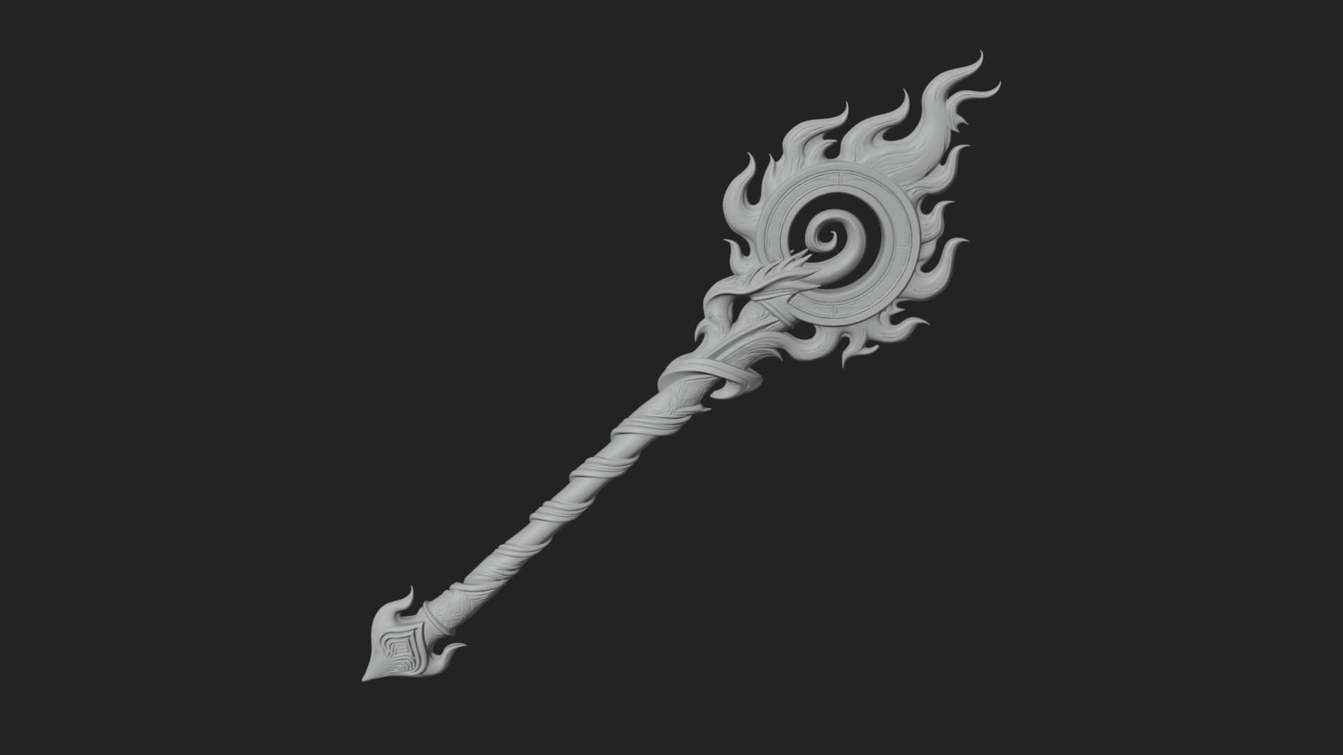 Flame Crowned Staff Model Design 2 3D Print Model 3D Model